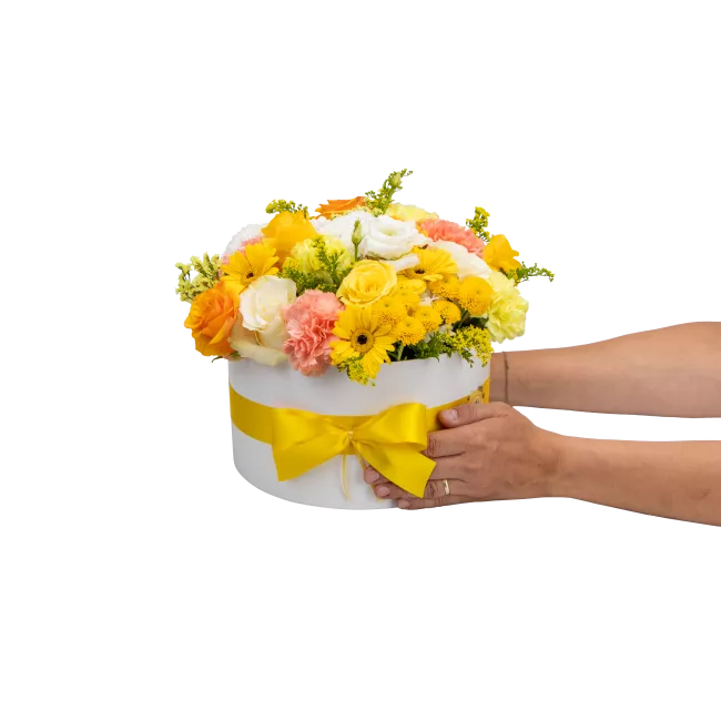 Box of yellow flowers